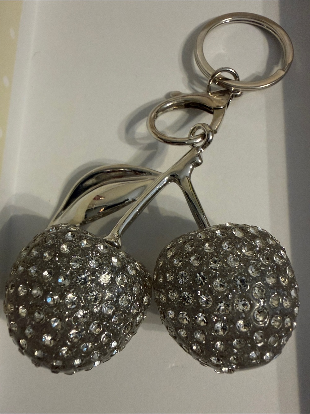 Silver Tone Cherry Keychain/ Bag Charm - NWOT